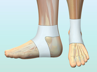 足首（パップ剤の貼り方） 貼付方法 足関節 脛骨 腓骨 アキレス腱 足根骨 中足骨 湿布 テーピング
